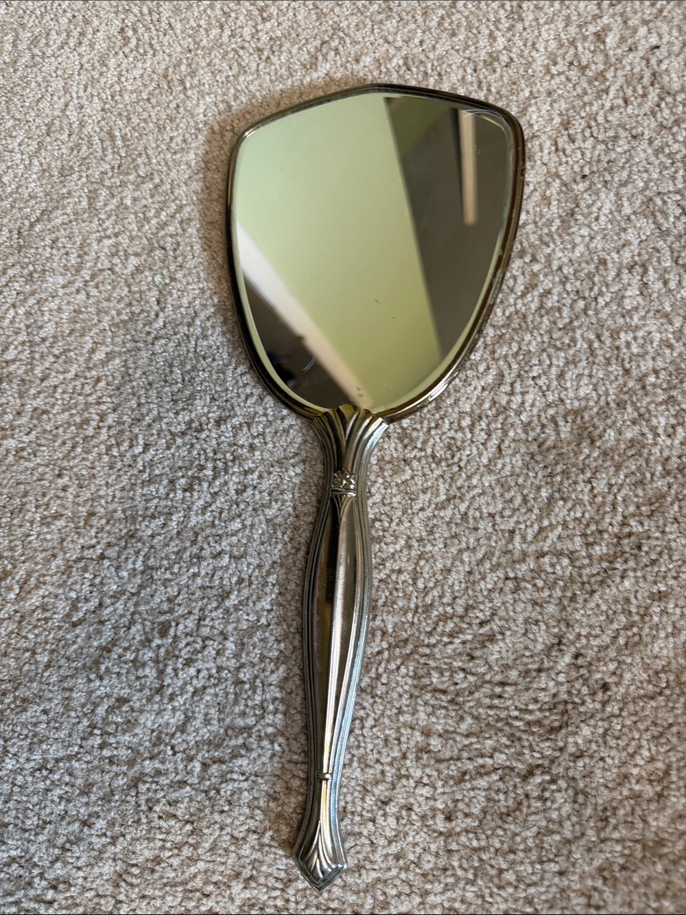 Vintage 1950s Hollywood Regency Floral Brocade Gold Hand Mirror. Vanity decor!